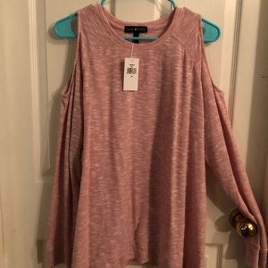Pink cool shoulder sweater. Brand new